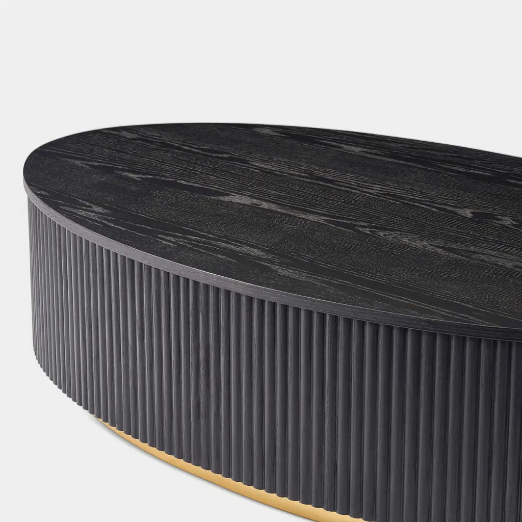 Owen Solid Oak Fluted Coffee Table 55"W For Living Room