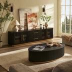 Owen Solid Oak Fluted Coffee Table 55"W For Living Room