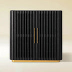 Owen Solid Oak Fluted Storage Cabinet 47“H For Living Room Dining Room