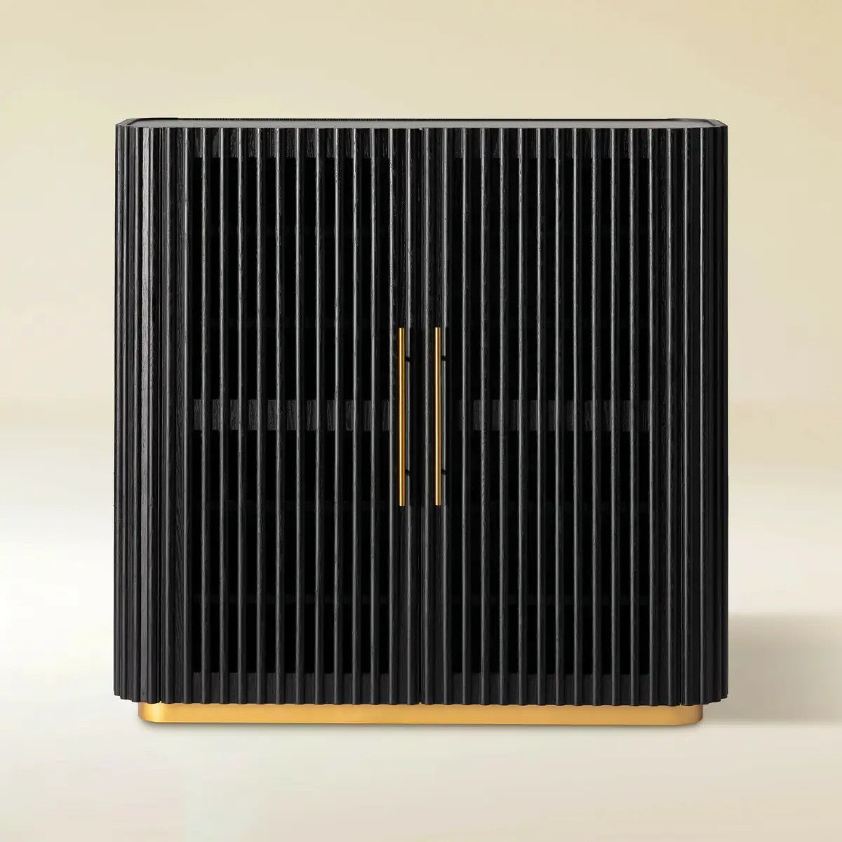 Owen Solid Oak Fluted Storage Cabinet 47“H For Living Room Dining Room