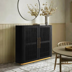 Owen Solid Oak Fluted Storage Cabinet 47“H For Living Room Dining Room