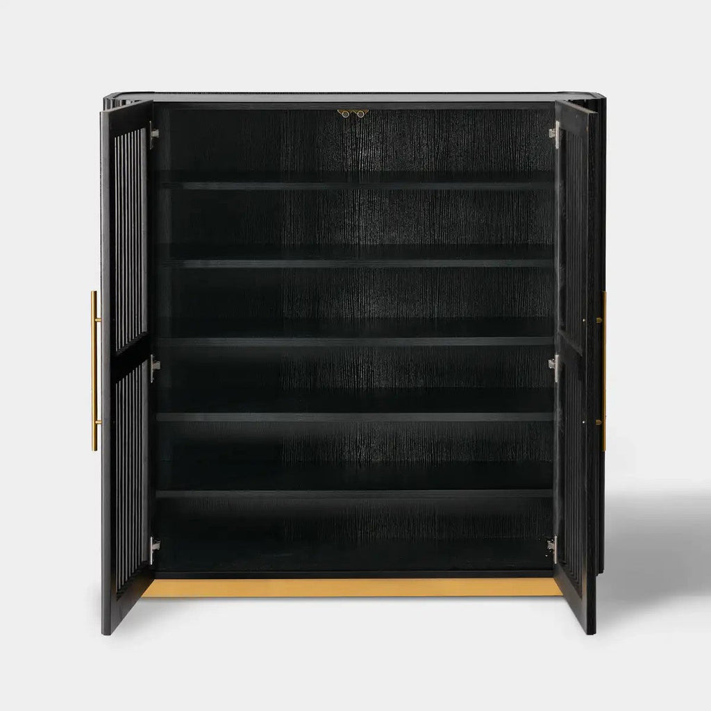 Owen Solid Oak Fluted Storage Cabinet 47“H For Living Room Dining Room