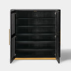 Owen Solid Oak Fluted Storage Cabinet 47“H For Living Room Dining Room