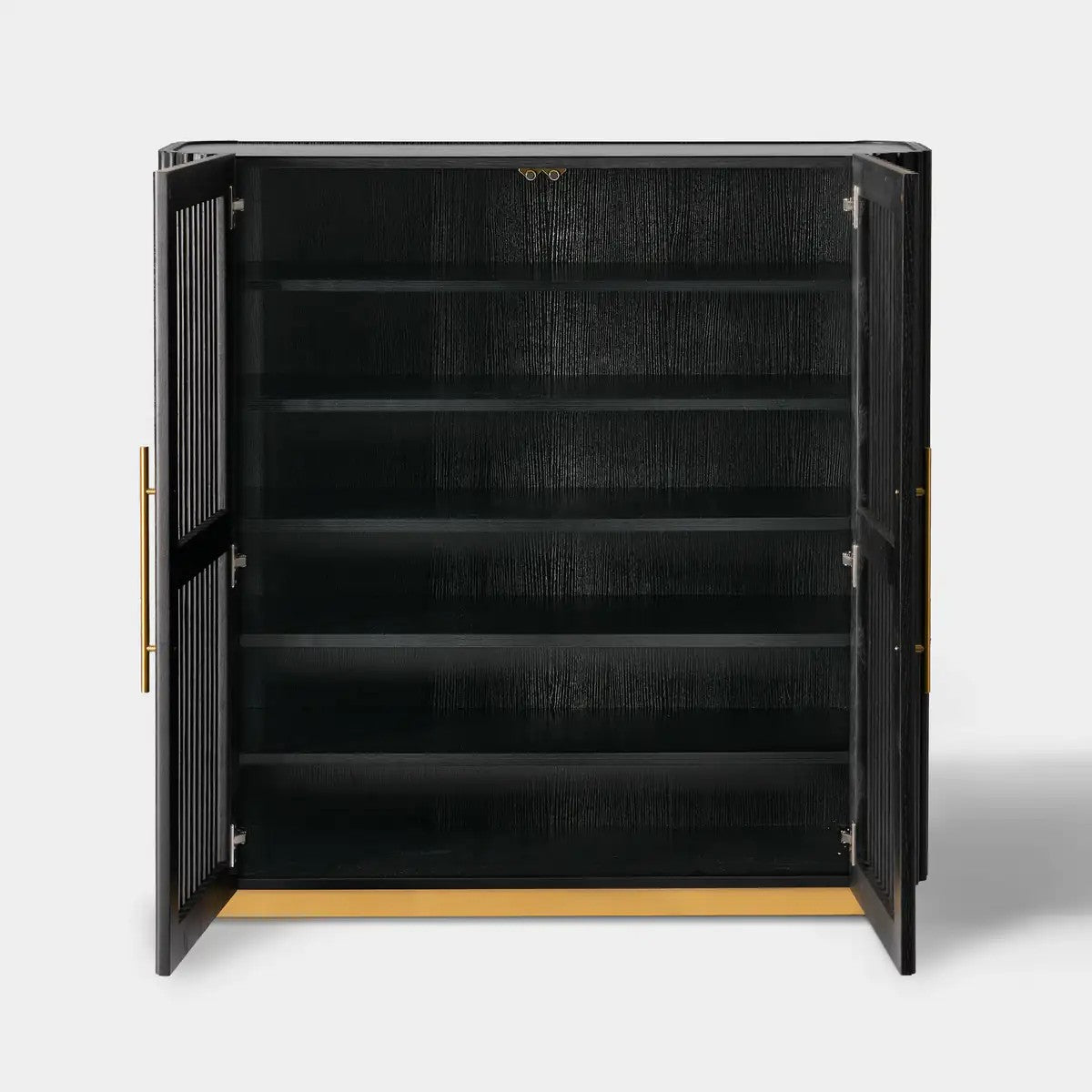 Owen Solid Oak Fluted Storage Cabinet 47“H For Living Room Dining Room