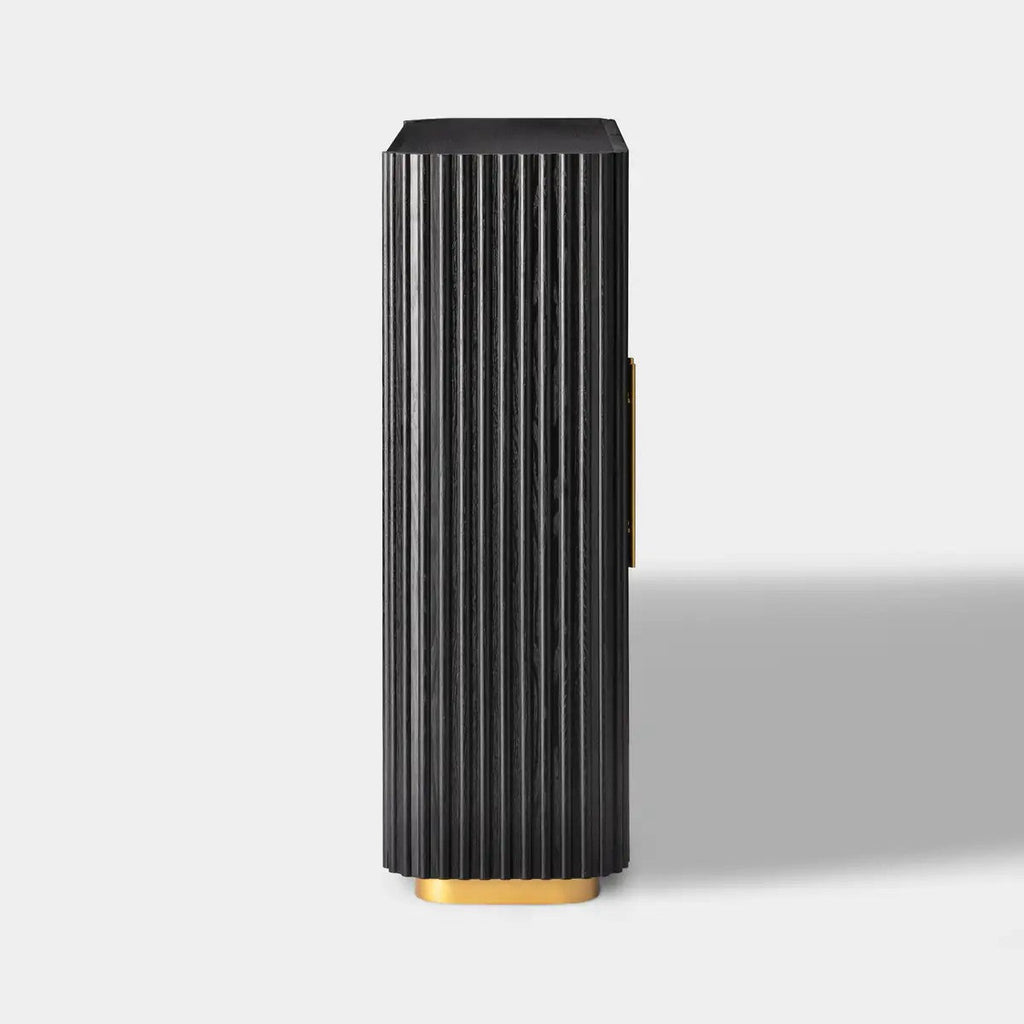 Owen Solid Oak Fluted Storage Cabinet 47“H For Living Room Dining Room