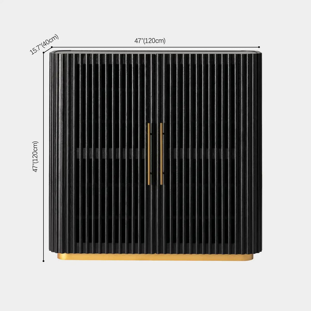 Owen Solid Oak Fluted Storage Cabinet 47“H For Living Room Dining Room