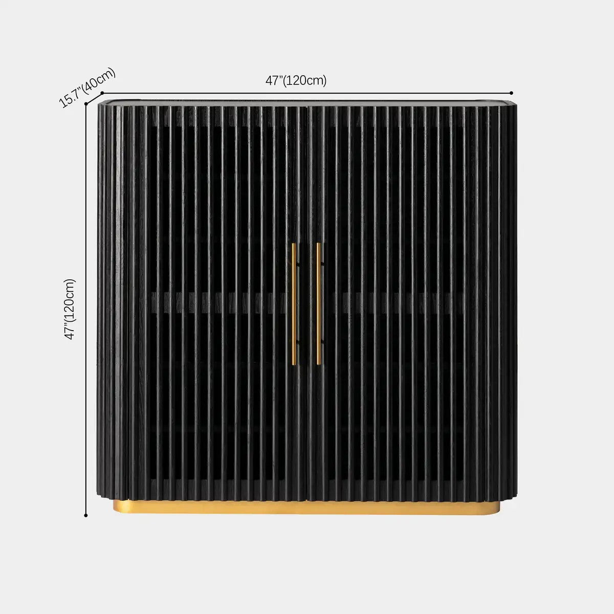 Owen Solid Oak Fluted Storage Cabinet 47“H For Living Room Dining Room