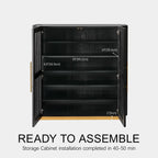 Owen Solid Oak Fluted Storage Cabinet 47“H For Living Room Dining Room