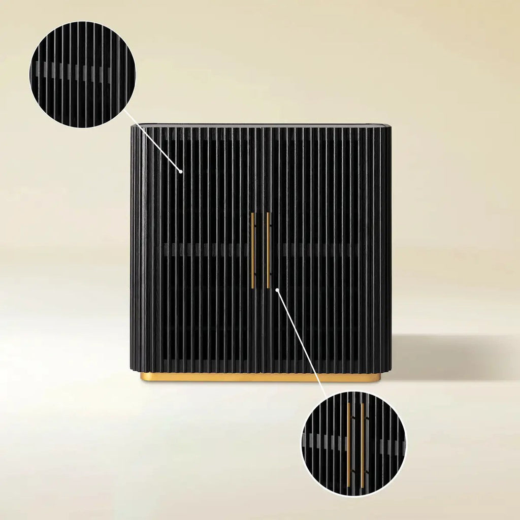 Owen Solid Oak Fluted Storage Cabinet 47“H For Living Room Dining Room