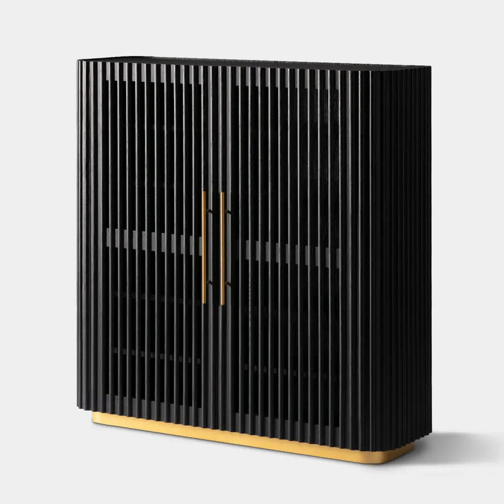 Owen Solid Oak Fluted Storage Cabinet 47“H For Living Room Dining Room