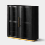 Owen Solid Oak Fluted Storage Cabinet 47“H For Living Room Dining Room