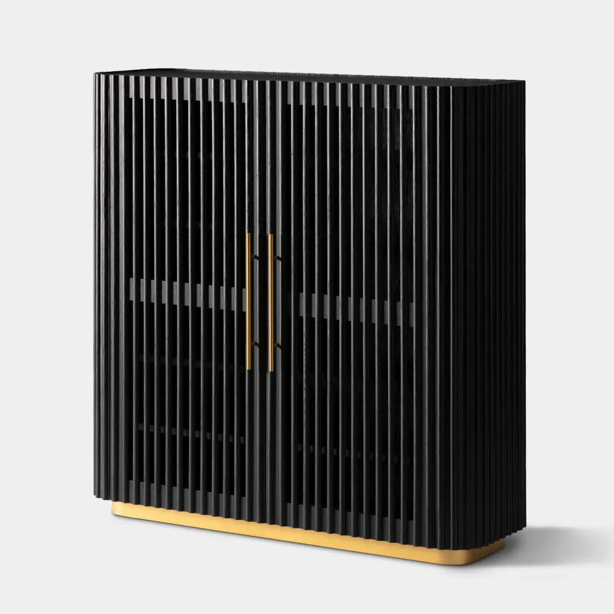 Owen Solid Oak Fluted Storage Cabinet 47“H For Living Room Dining Room