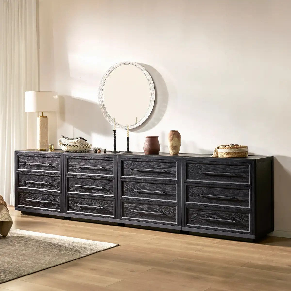 Mara Solid Wood 12 Drawers Storage Cabinet for Living Room & Dining Room