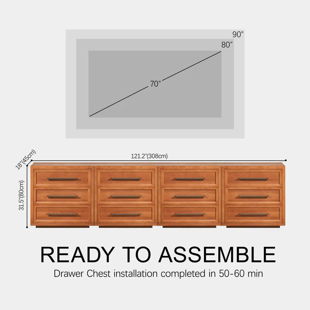 Mara Solid Wood 12 Drawers Storage Cabinet for Living Room & Dining Room