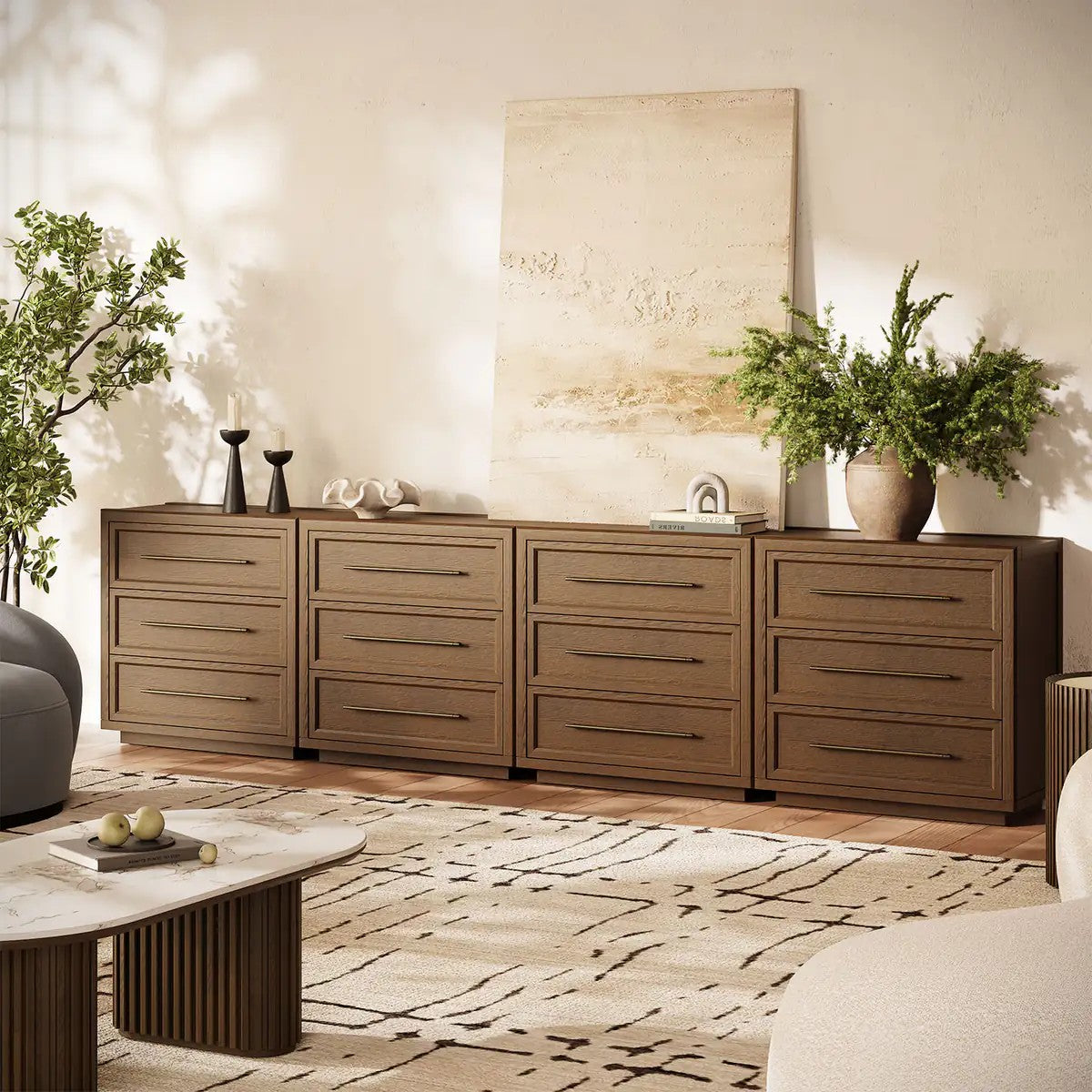 Mara Solid Wood 12 Drawers Storage Cabinet for Living Room & Dining Room