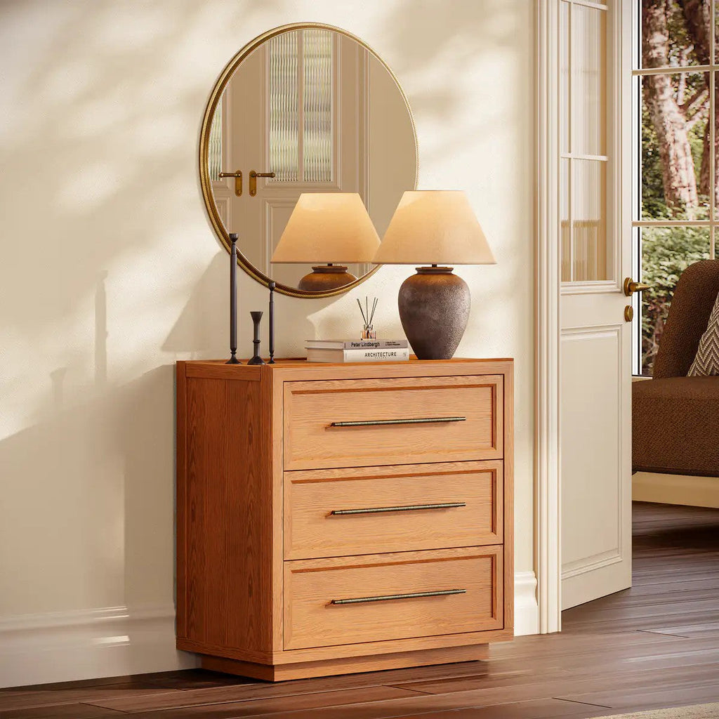 Mara Solid Wood 3  Drawers Storage Cabinet For Living Room & Dining Room