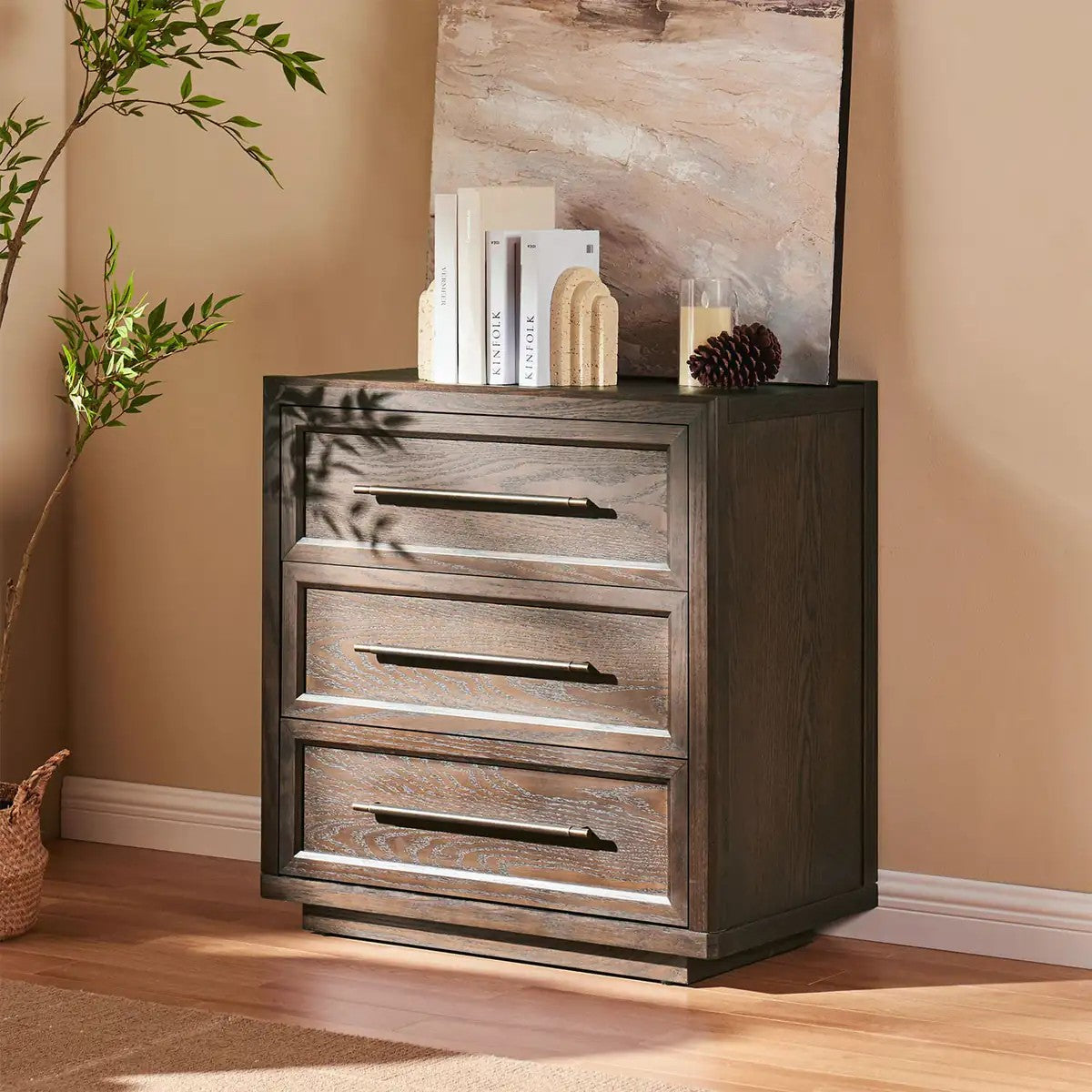 Mara Solid Wood 3  Drawers Storage Cabinet For Living Room & Dining Room