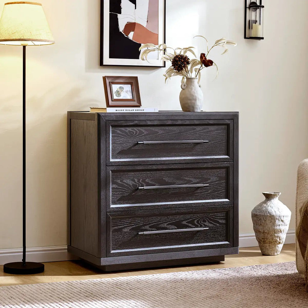 Mara Solid Wood 3  Drawers Storage Cabinet For Living Room & Dining Room