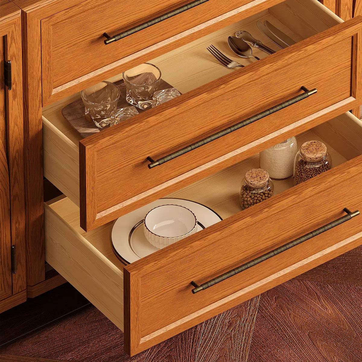 Mara Solid Wood 3  Drawers Storage Cabinet For Living Room & Dining Room