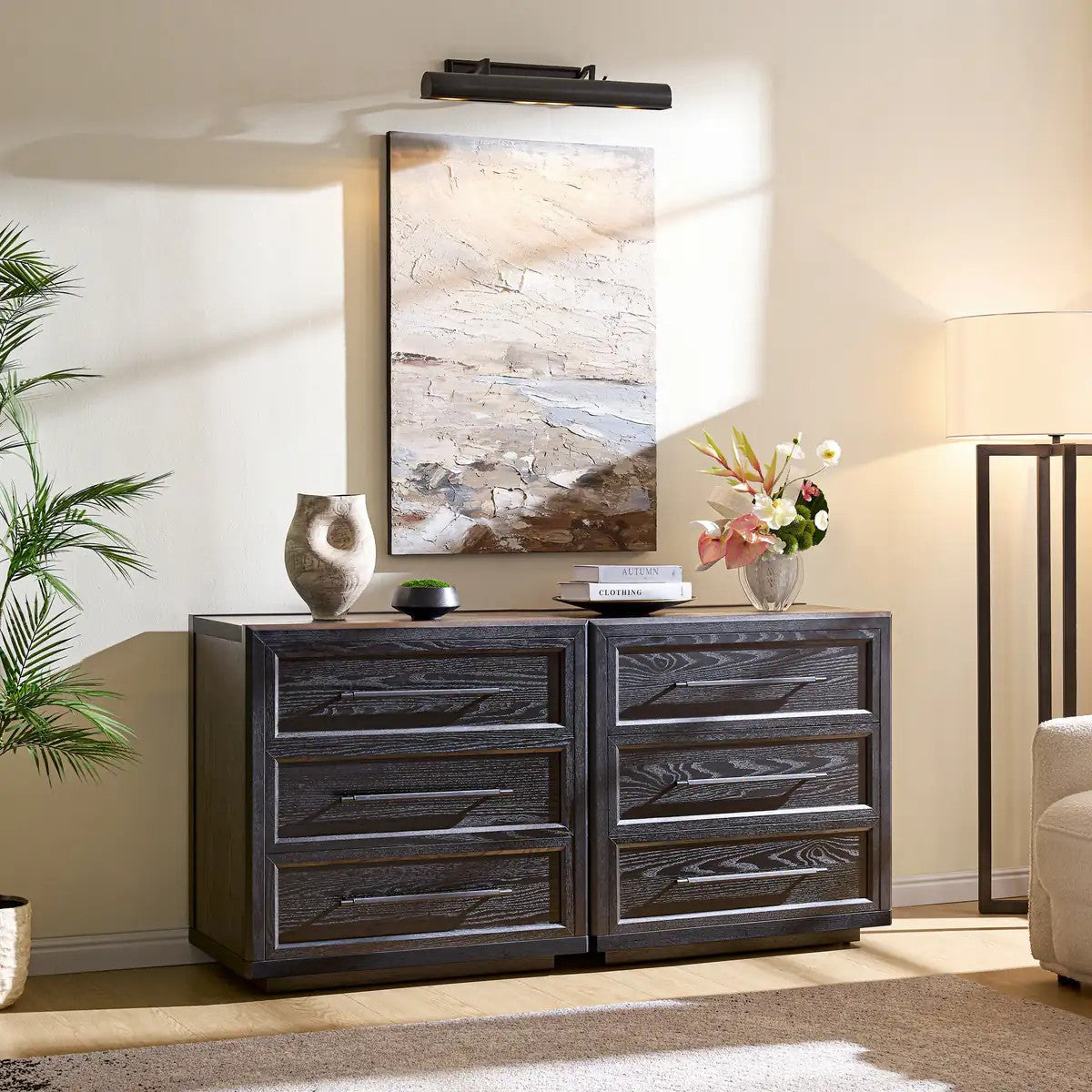 Mara Solid Wood 6 Drawers Storage Cabinet For Living Room