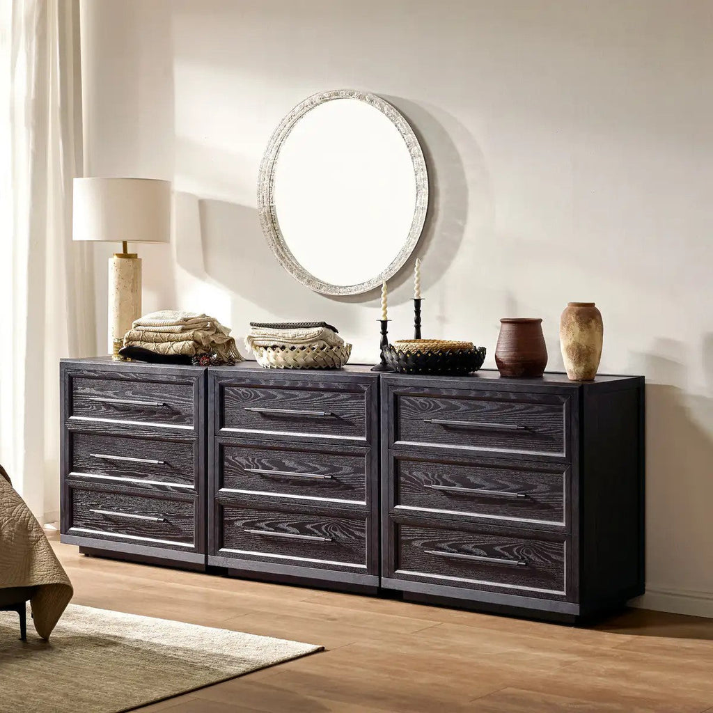 Mara Solid Wood 9 Drawers Storage Cabinet For Living Room