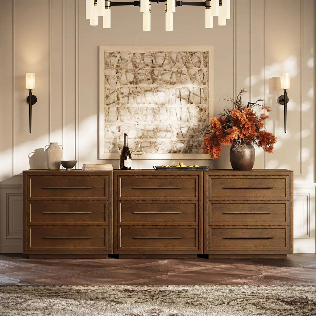 Mara Solid Wood 9 Drawers Storage Cabinet For Living Room