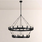 Elio Vintage Forged Round 2Tier Candelabra Filament Chandelier 38"D