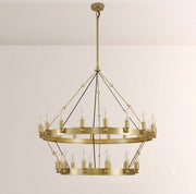 Elio Vintage Forged Round 2Tier Candelabra Filament Chandelier 38
