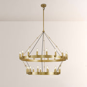 Elio Vintage Forged Round 2Tier Candelabra Filament Chandelier 38