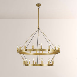 Elio Vintage Forged Round 2Tier Candelabra Filament Chandelier 38