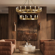 Elio Vintage Forged Round 2Tier Candelabra Filament Chandelier 38