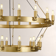Elio Vintage Forged Round 2Tier Candelabra Filament Chandelier 38