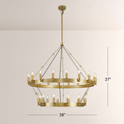 Elio Vintage Forged Round 2Tier Candelabra Filament Chandelier 38