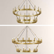 Elio Vintage Forged Round 2Tier Candelabra Filament Chandelier 38