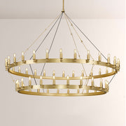 Elio Vintage Forged Round 2 Tier Candelabra Filament Chandelier 63
