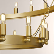 Elio Vintage Forged Round 2 Tier Candelabra Filament Chandelier 63