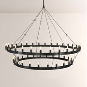 Elio Vintage Forged Round 2 Tier Candelabra Filament Chandelier 63