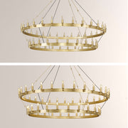Elio Vintage Forged Round 2 Tier Candelabra Filament Chandelier 63
