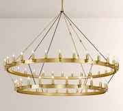 Elio Vintage Forged Round 2 Tier Candelabra Filament Chandelier 63