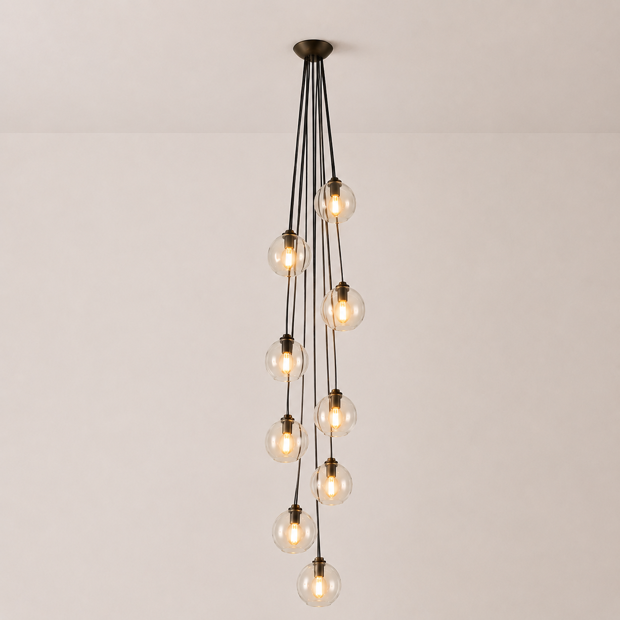 Elowen Organic Clear Bubble Glass Cascade Pendant