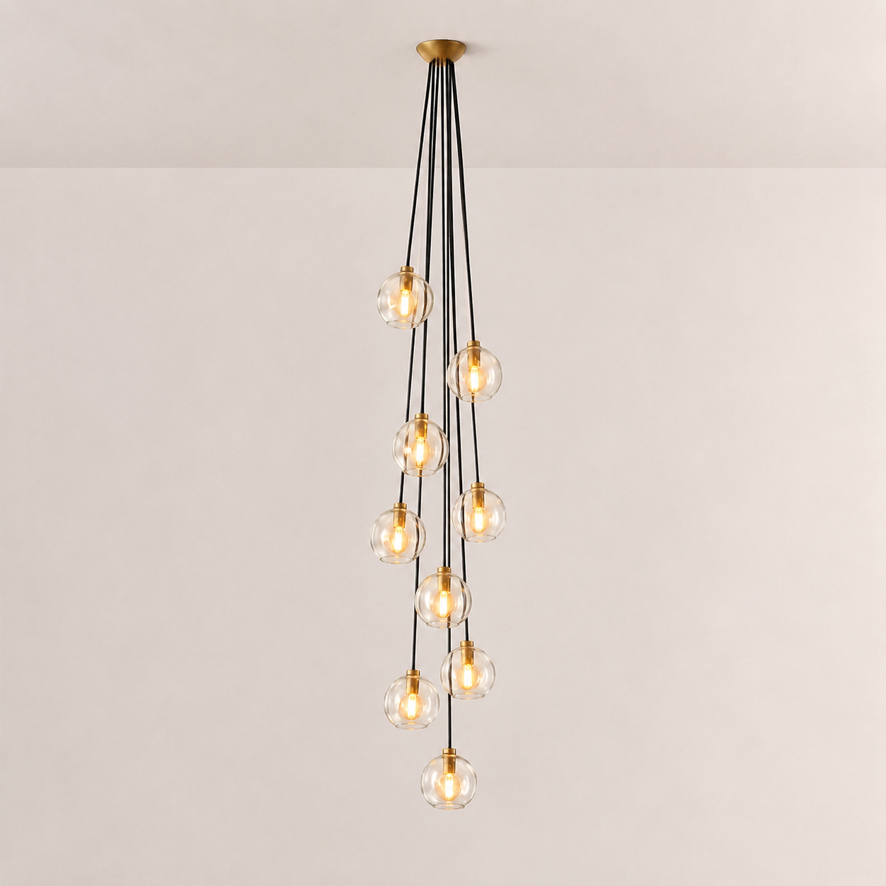 Elowen Organic Clear Bubble Glass Cascade Pendant