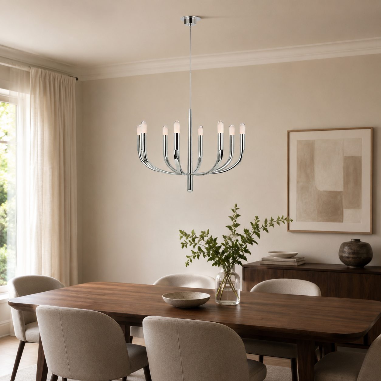 Elvira Curved Alabaster Tip Chandelier 40“D 48”D