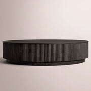 Ethoria Plinth Round Coffee Table — BLACK OAK / 60