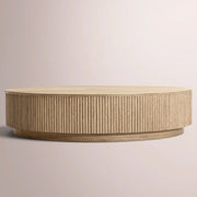 Ethoria Plinth Round Coffee Table — GREIGE OAK / 60