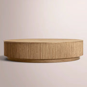 Ethoria Plinth Round Coffee Table — NATURAL OAK / 48