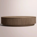 Ethoria Plinth Round Coffee Table — BROWN OAK / 60