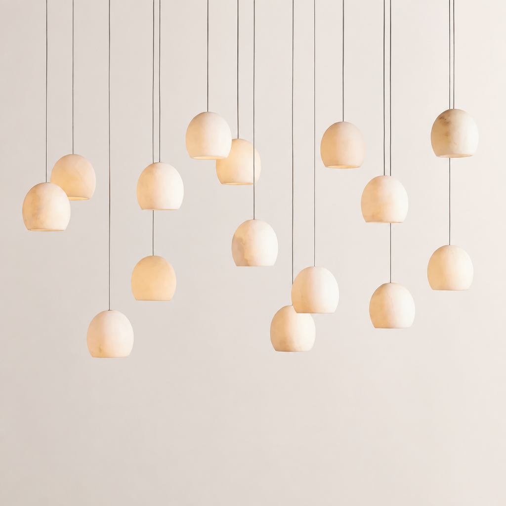 Ewen Natural Alabaster Rectangular Chandelier 48“W 54”W