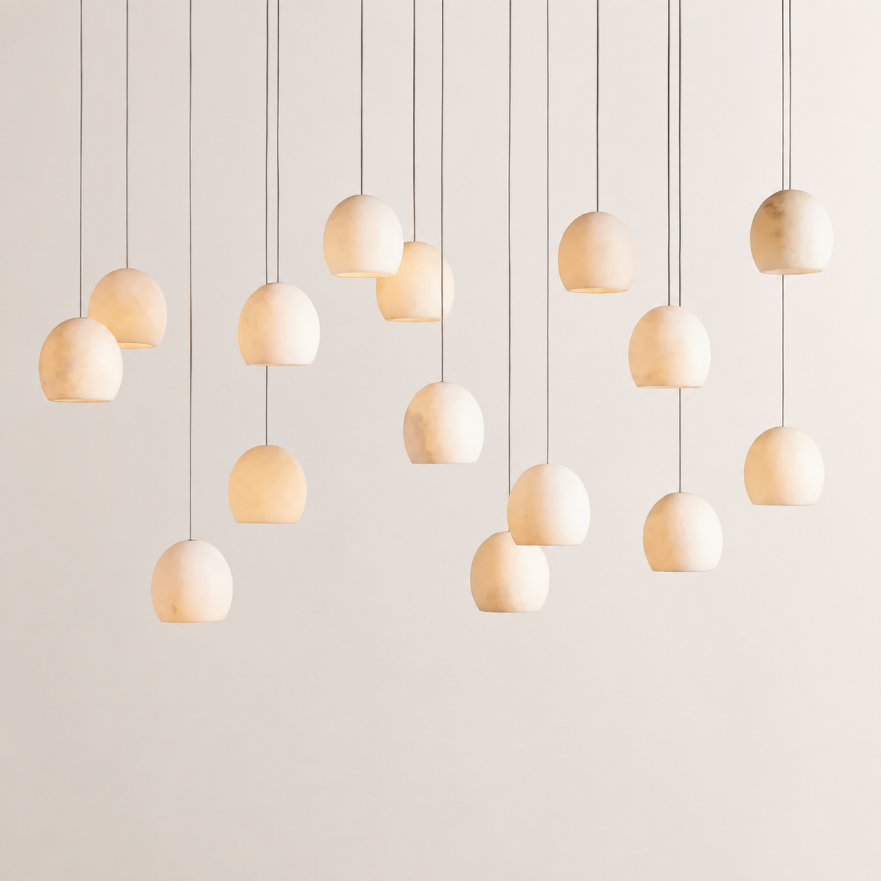 Ewen Natural Alabaster Rectangular Chandelier 48“W 54”W