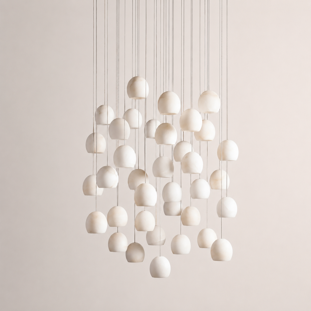 Ewen Natural Alabaster Round Chandelier 48"W