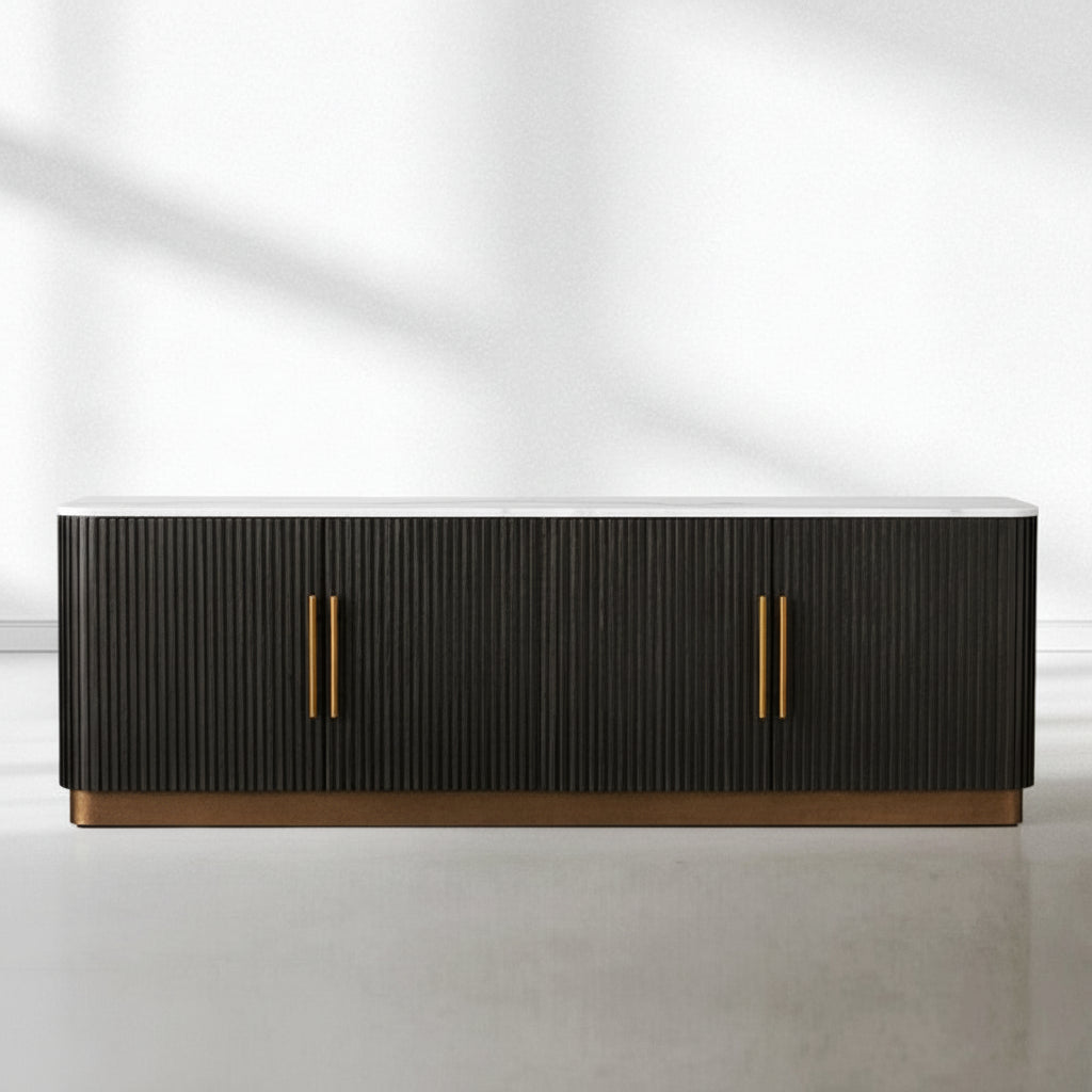 Finnegan Fluted Media Console 80”W 94“W